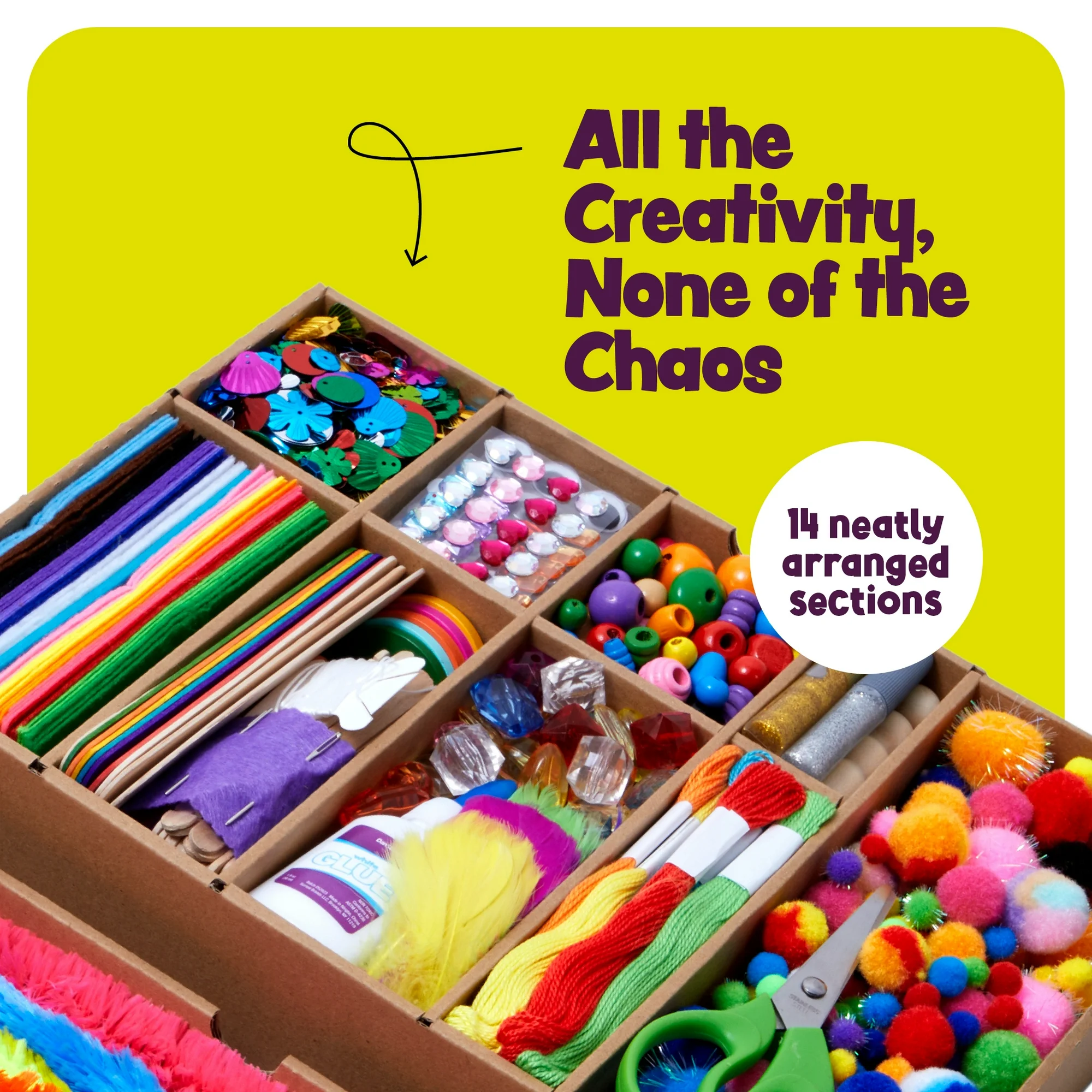 Arts & Crafts Vault - Craft Supplies Kit for Kids - Activity Crafting in a Box - Gifts for Girls & Boys Ages 4-12 Years - 图片 2