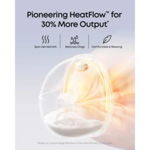 eufy Heated Wearable Breast Pump E20, 3 Heat Levels, Hands-Free Breast Pump with Innovative HeatFlow™, Optimized Rhythm via App, Hospital-Grade Suction, Leakproof, Ultra-Slim and Quiet for in-Bra Use