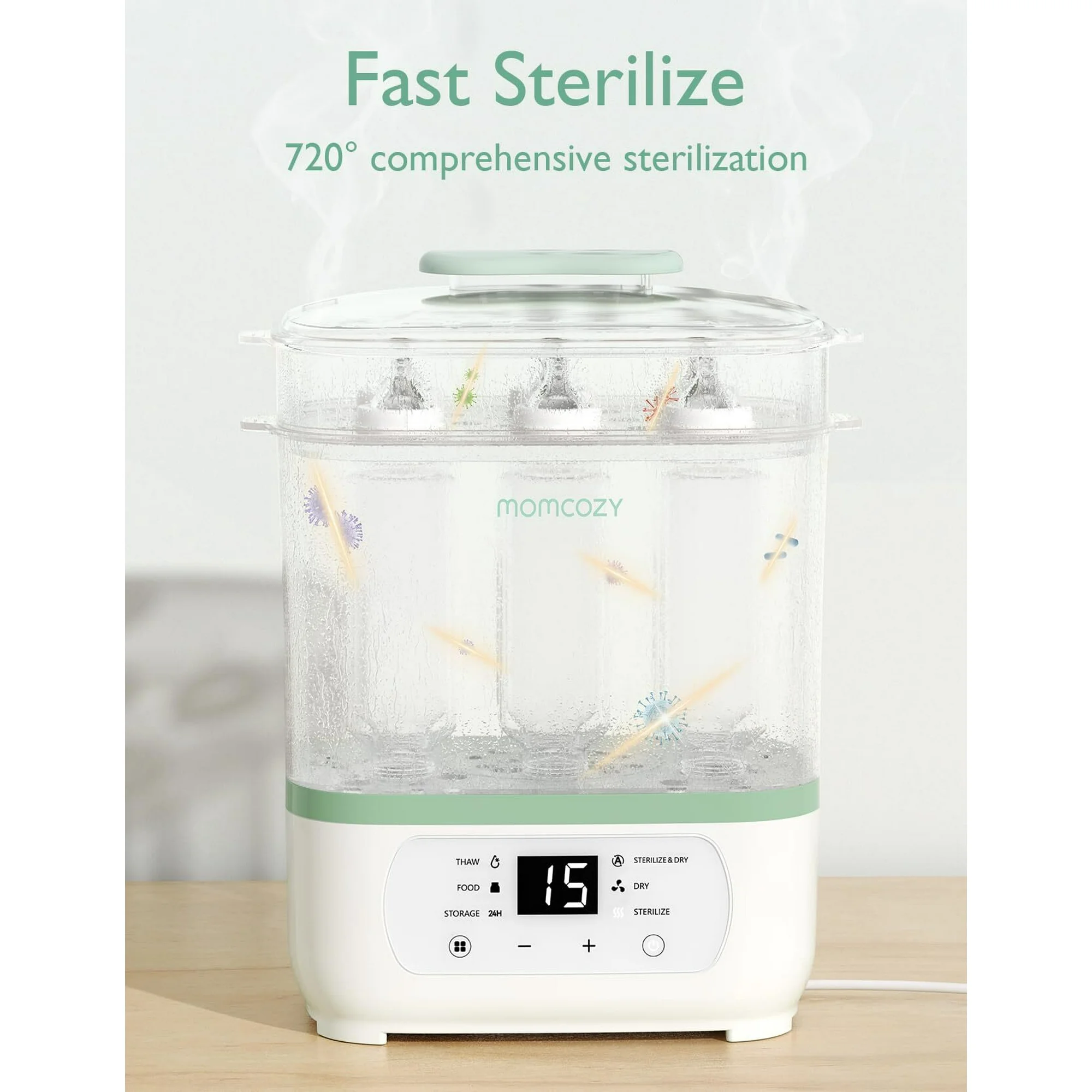 Momcozy Bottle Sterilizer and Dryer, 8-in-1 Electric Steam Baby Bottle Sterilizer for Baby Bottles