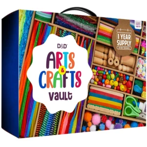 Arts & Crafts Vault - Craft Supplies Kit for Kids - Activity Crafting in a Box - Gifts for Girls & Boys Ages 4-12 Years