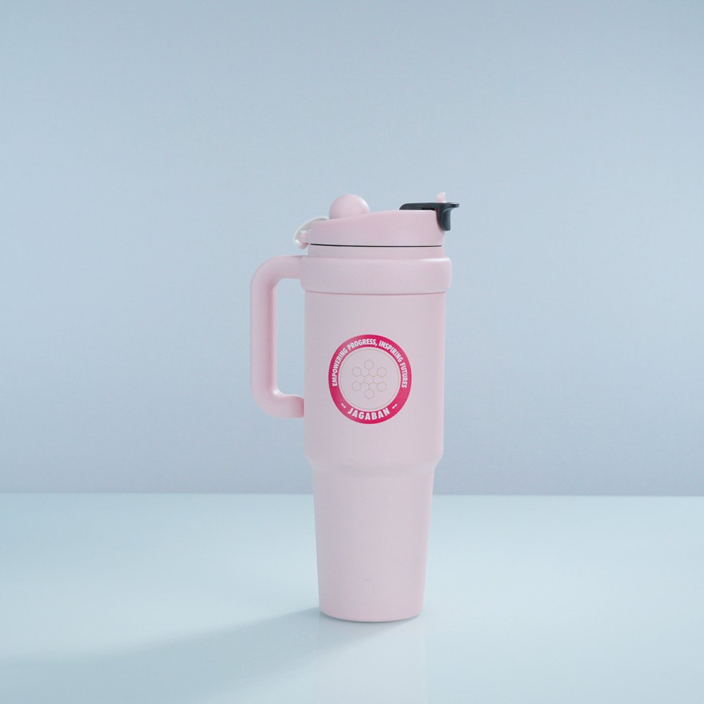 JAGABAN 1000ml Insulated Stainless-Steel Tumbler with Handle, Pink