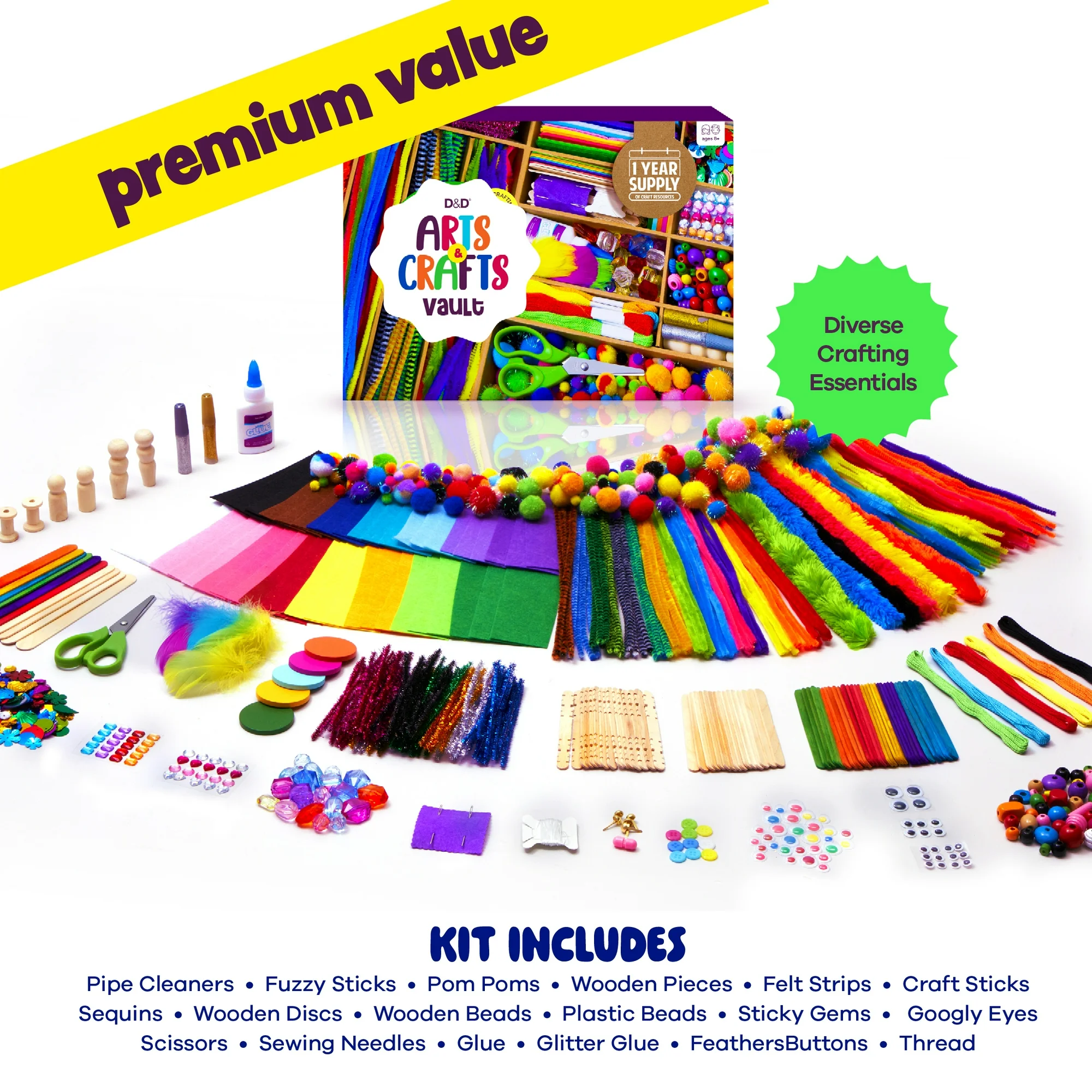 Arts & Crafts Vault - Craft Supplies Kit for Kids - Activity Crafting in a Box - Gifts for Girls & Boys Ages 4-12 Years - 图片 5