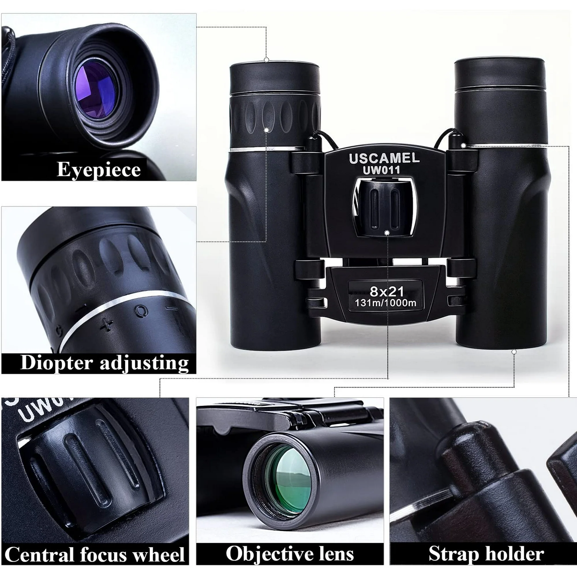USCAMEL 8x21 Binoculars for Adults Kids, Waterproof Folding Compact Lightweight Small Binoculars for Bird Watching Outdoor Hiking Travel Concerts Theater - 图片 5