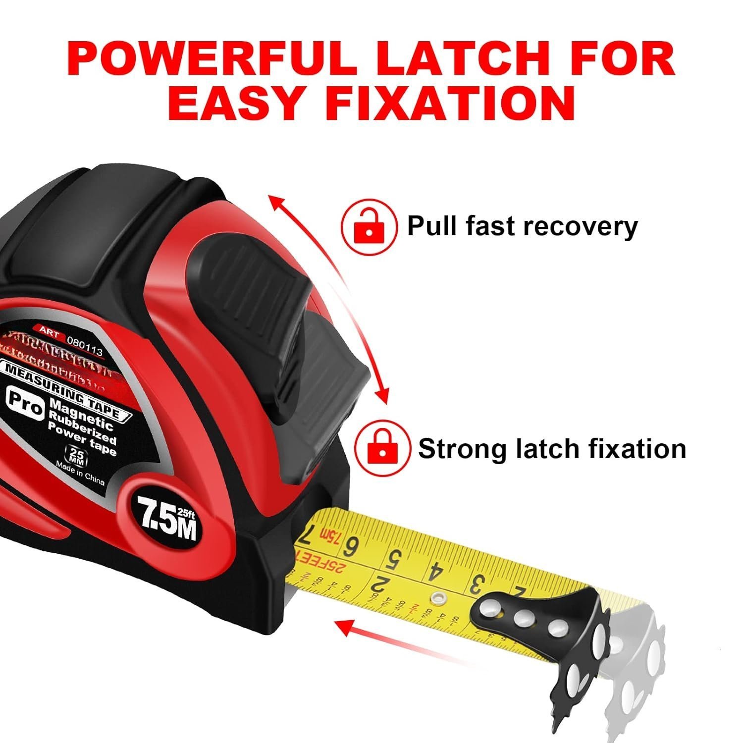 Industrial Tape Measure with Fractions 1/8 and Metric,Easy to Read,Measuring Tape with Belt Clip for Surveyors,Engineers,Household,Carpentry,Construction (1, 16 FT) (25 FT*2) - 图片 4