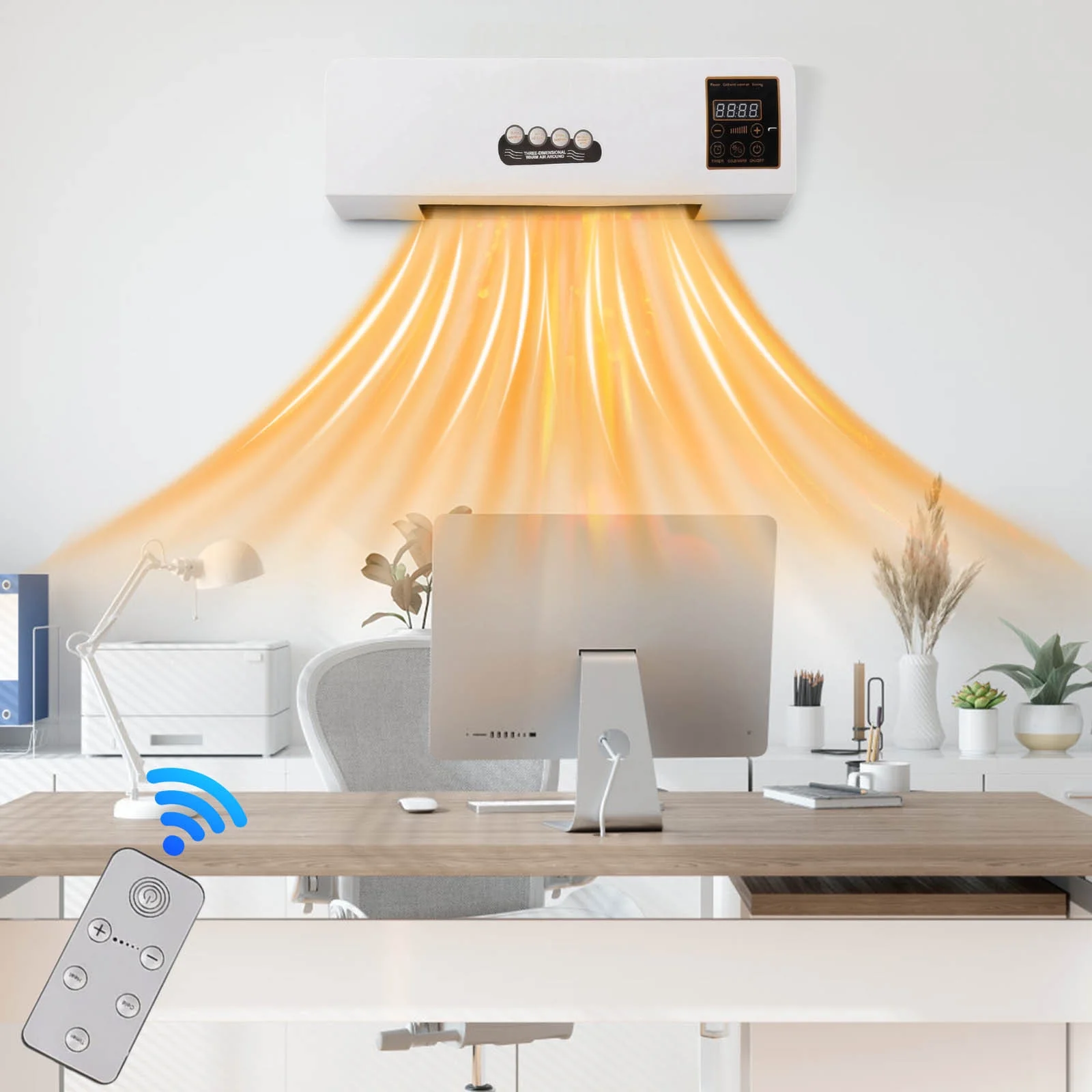 10000 BTU Smart Wall Mounted Conditioning and Heater, Bathroom Waterproof Household Heater, Large Area Fast Heating, Energy-saving, 8000 BTU 250 Sq Ft - 图片 8