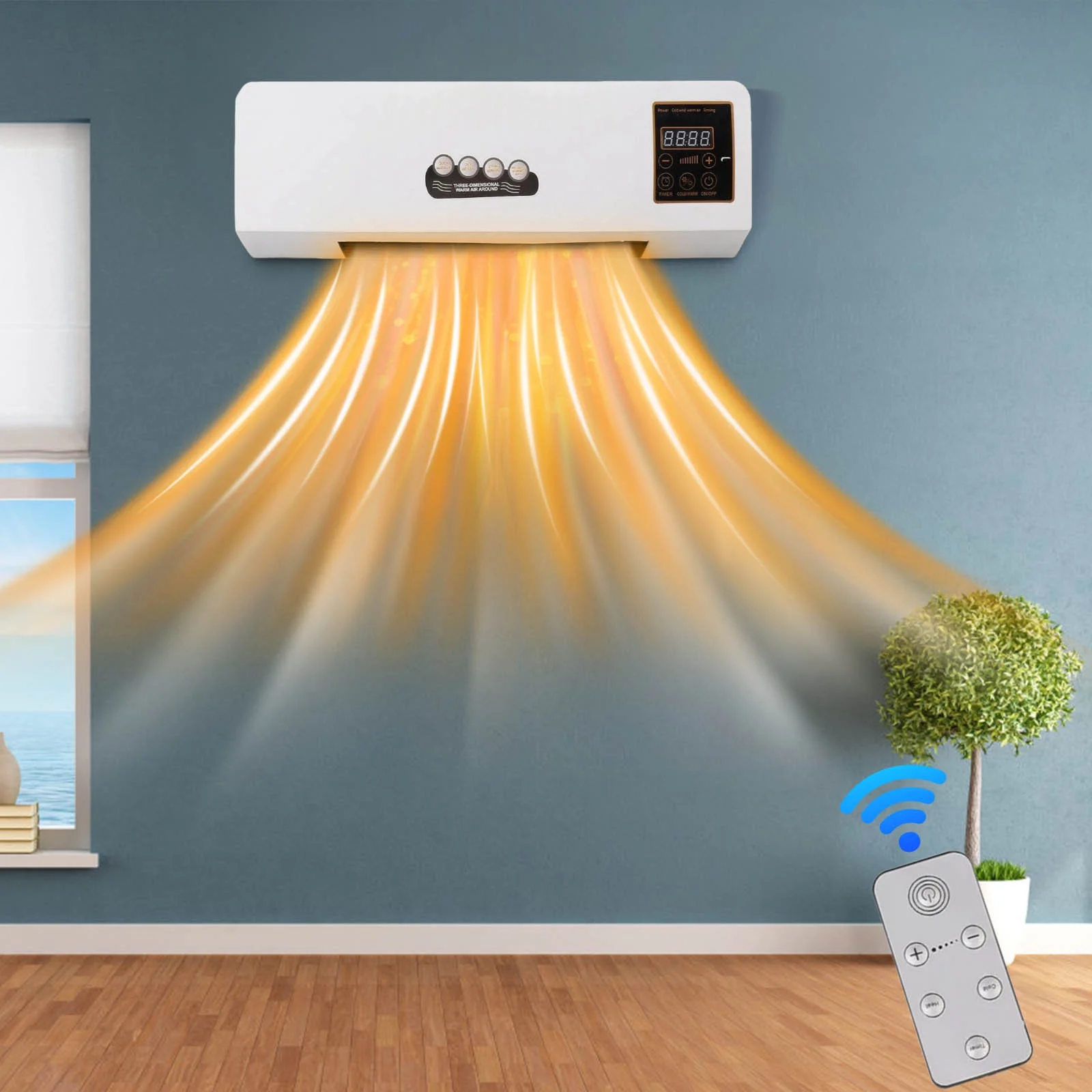 10000 BTU Smart Wall Mounted Conditioning and Heater, Bathroom Waterproof Household Heater, Large Area Fast Heating, Energy-saving, 8000 BTU 250 Sq Ft - 图片 7