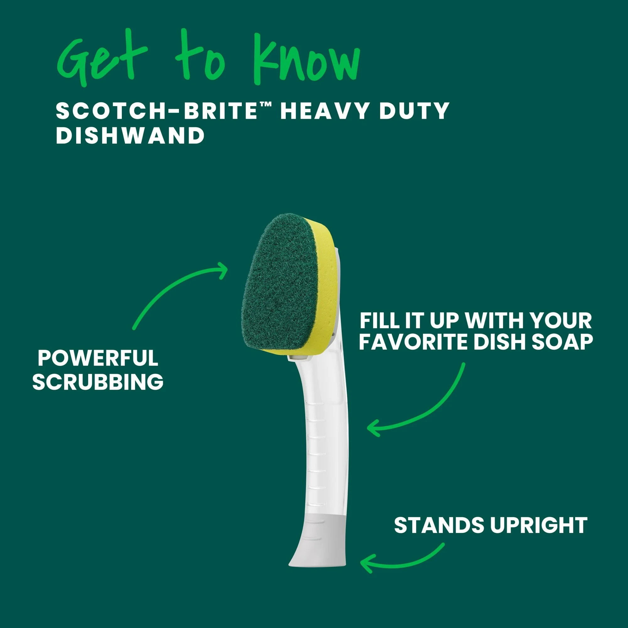 Scotch-Brite Heavy Duty Dishwand, Soap Dispensing, 1 Count - 图片 4