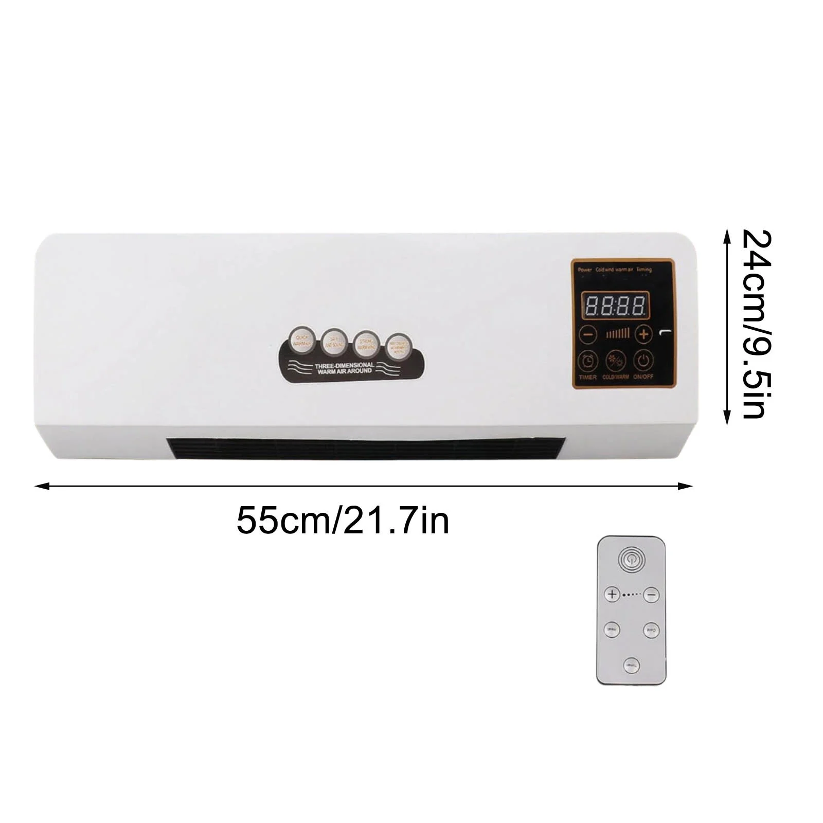 10000 BTU Smart Wall Mounted Conditioning and Heater, Bathroom Waterproof Household Heater, Large Area Fast Heating, Energy-saving, 8000 BTU 250 Sq Ft - 图片 2
