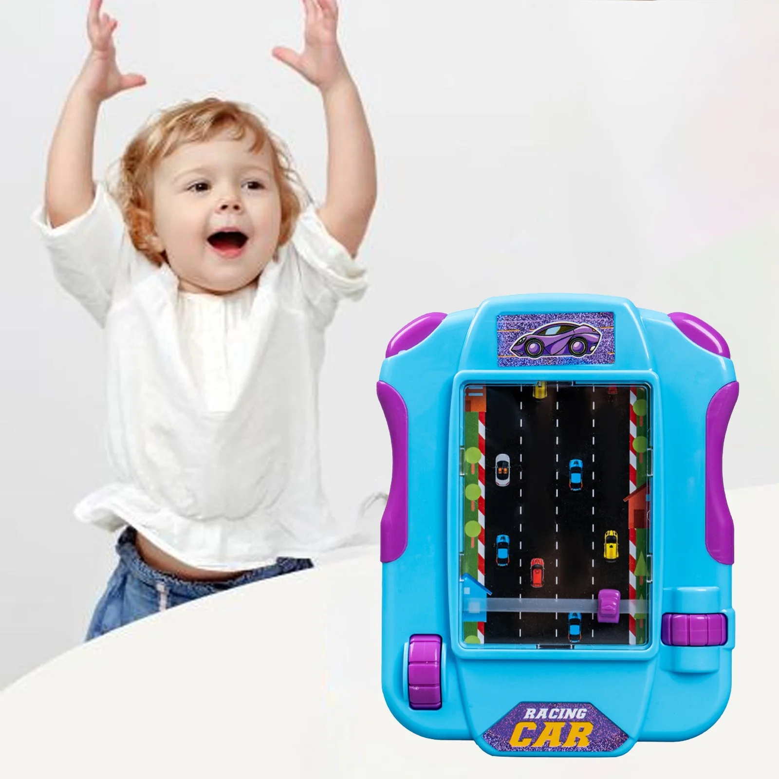Racing Game Console, Kids Puzzle Board Game, Simulation Driving Toy, Parent-Child Interactive Toy, Portable Plastic Racing Challenge, Hand-Eye Coordination Training - 图片 2