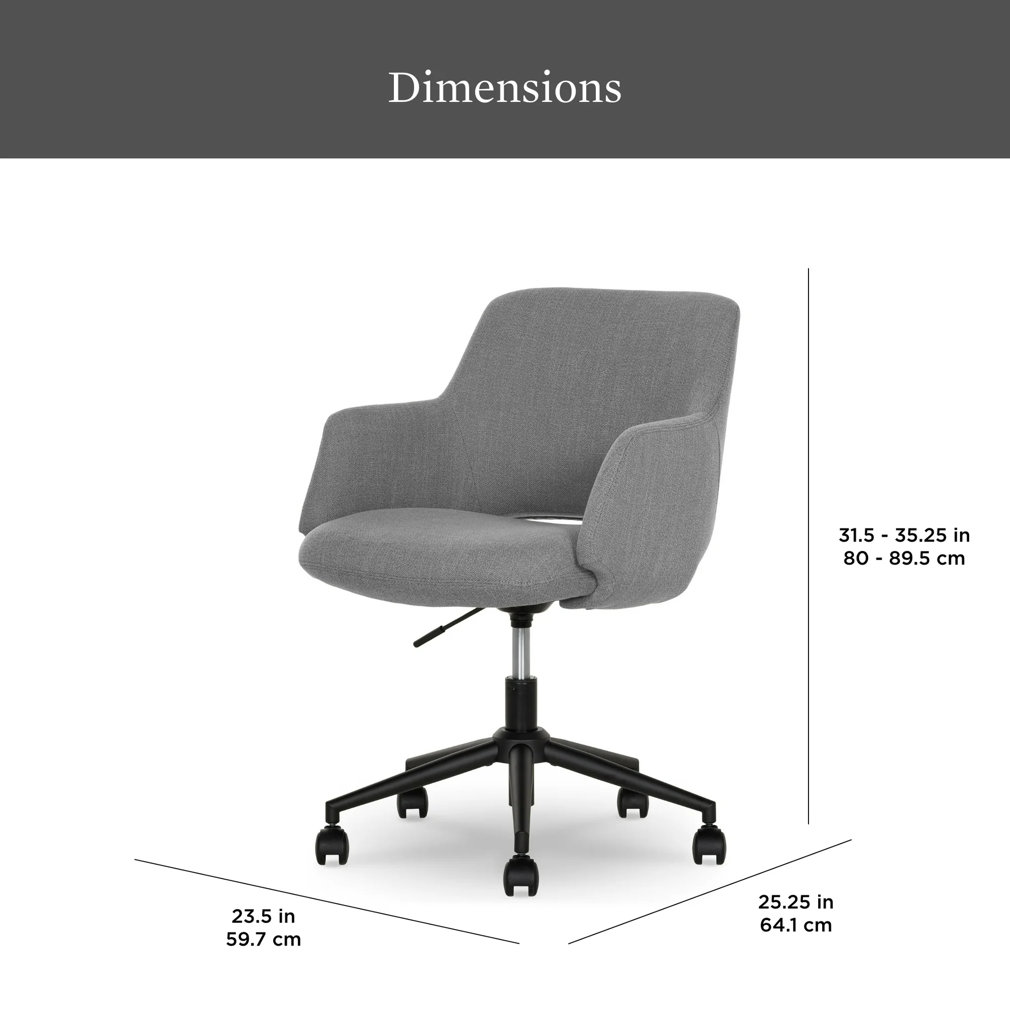 Better Homes & Gardens Lillian Office Chair, Gray - 图片 4