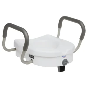 Equate Raised Toilet Seat with Handles, 5" Seat Riser with Arms, Fits Most Toilets, 350 lb Capacity