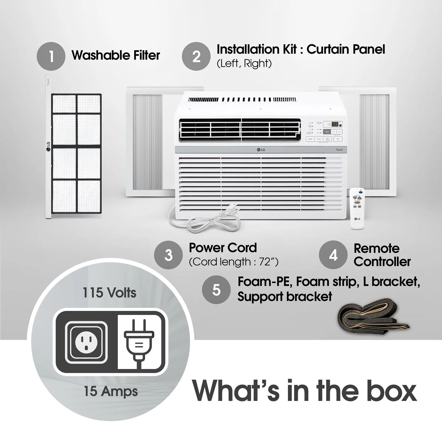 LG 12,000 BTU 115V 550 Sq ft New Window Air Conditioner with Wi-Fi and remote, White, LW1217ERSM1 - 图片 15