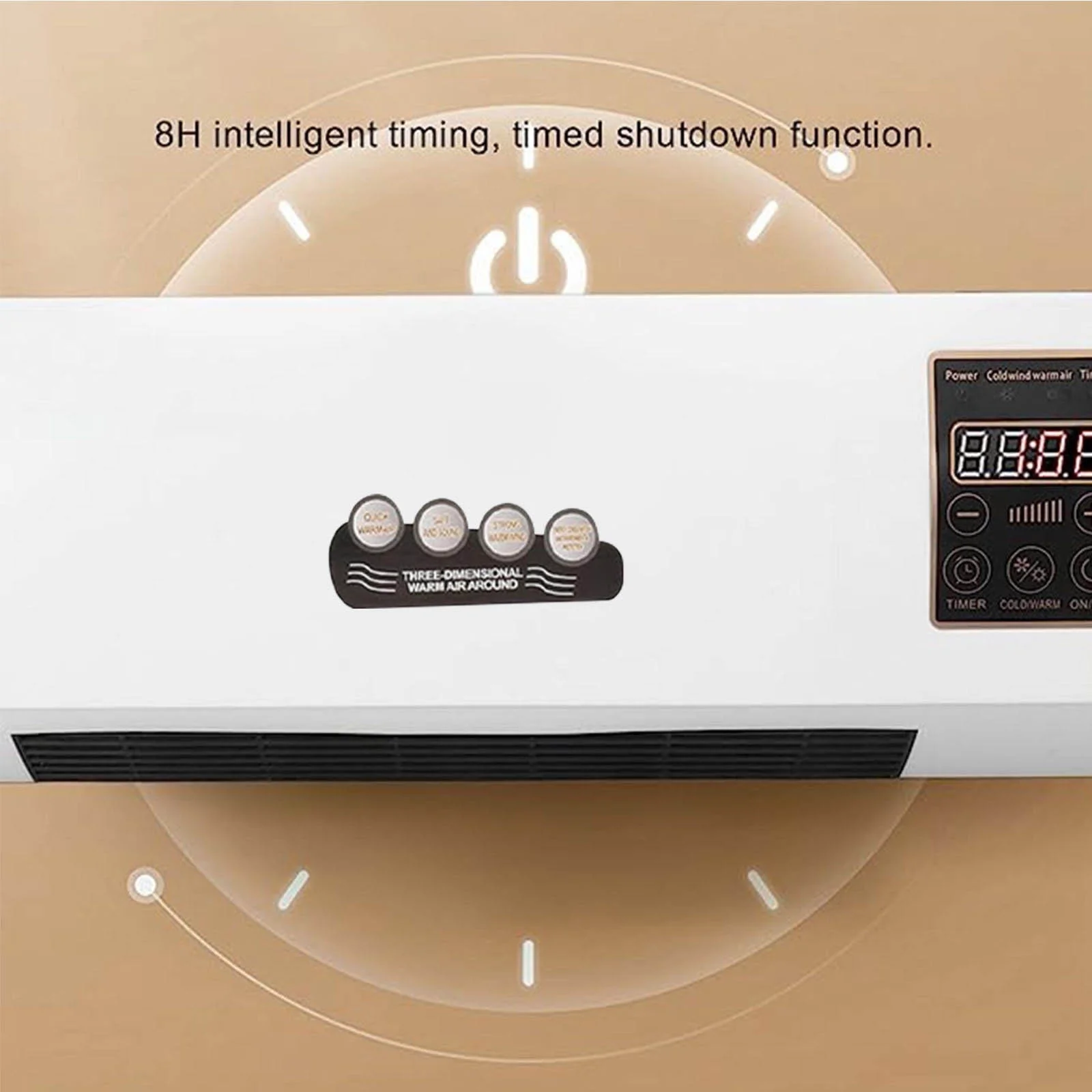 10000 BTU Smart Wall Mounted Conditioning and Heater, Bathroom Waterproof Household Heater, Large Area Fast Heating, Energy-saving, 8000 BTU 250 Sq Ft - 图片 5