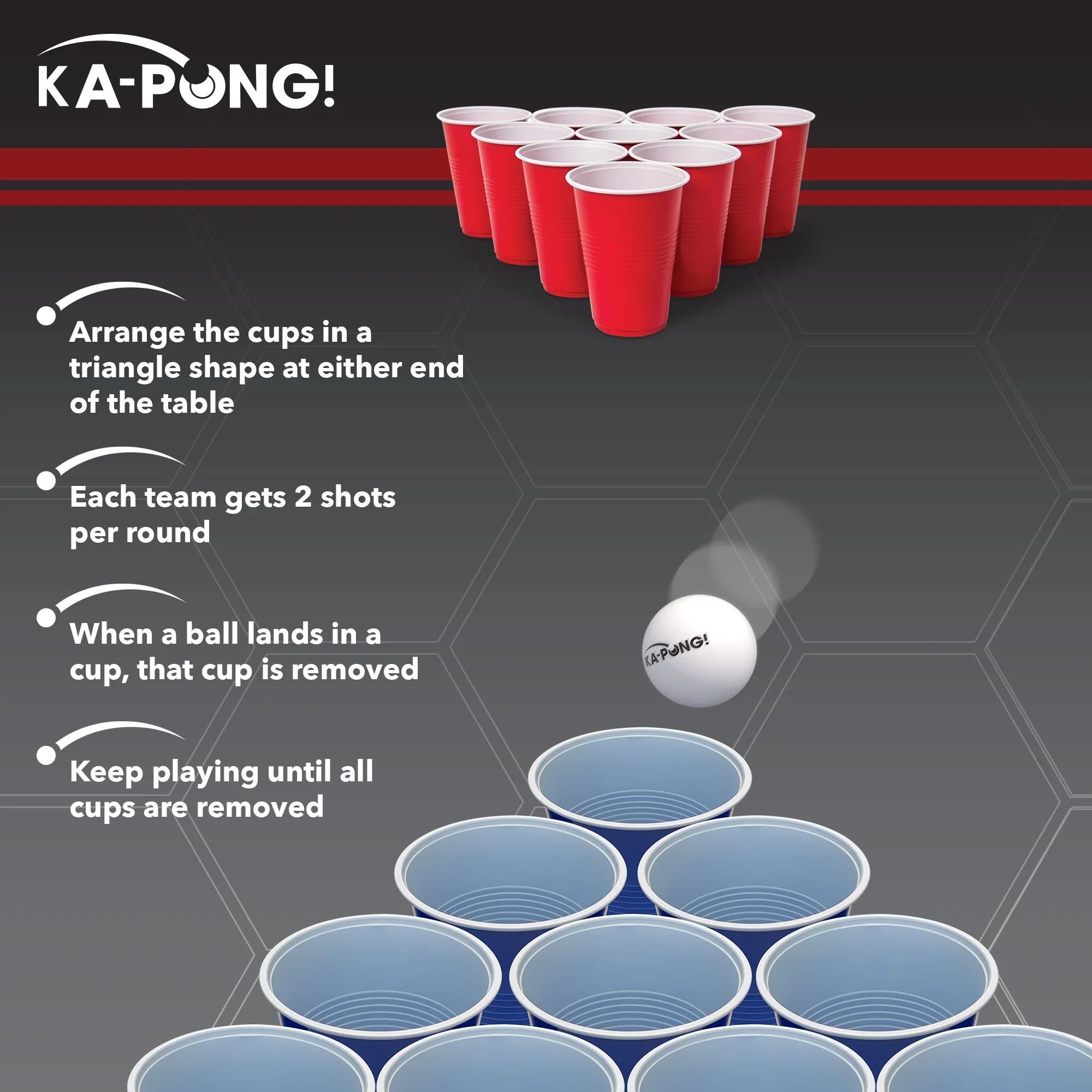 EastPoint Sports Ka-Pong Plastic Cup Party Game Set - 22 Plastic Cups and 6 Ping Pong Balls - 图片 2