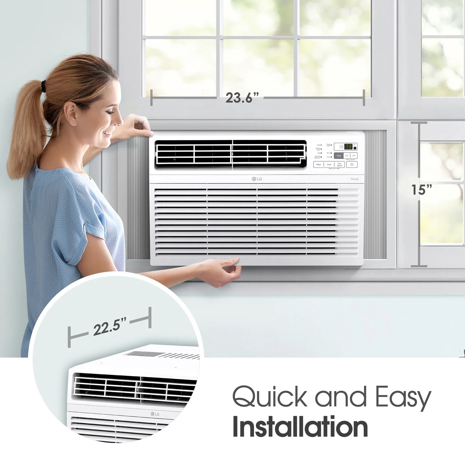 LG 12,000 BTU 115V 550 Sq ft New Window Air Conditioner with Wi-Fi and remote, White, LW1217ERSM1 - 图片 13